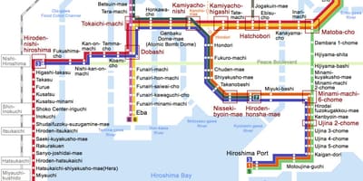 Kort af hiroshima strætó 