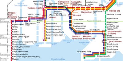 Kort af hiroshima strætisvagni